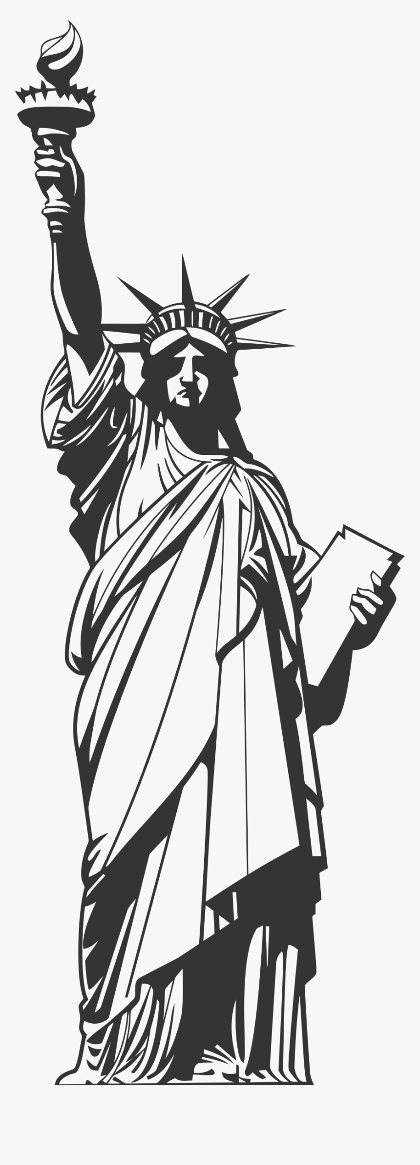 Of Liberty Line Art - Statue Of Liberty Art Png, Transparent Png, Free Download