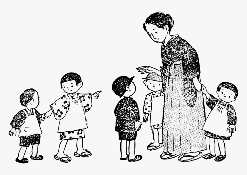 Playing With Kids,people,family Pictures - Japanese Family Clipart Black And White, HD Png Download, Free Download