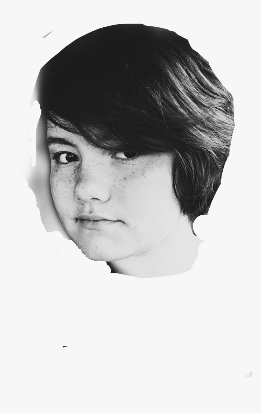 #cute #girl #shorthair #blackandwhite #ghost #face - Girl, HD Png Download, Free Download