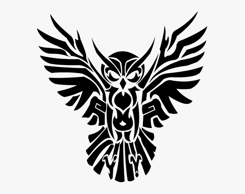 Transparent Owls Clipart Black And White - Owl Tribal Tattoo, HD Png Download, Free Download