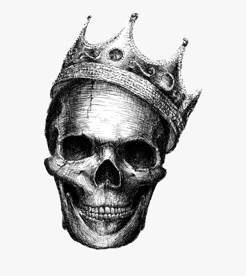 Bone Crown Png - Black And White Skull Drawings, Transparent Png - kindpng.