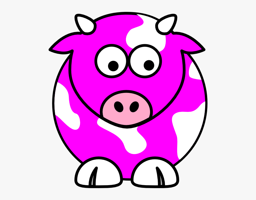 Pink Cow Clip Art - Cow Cartoon Black White, HD Png Download, Free Download