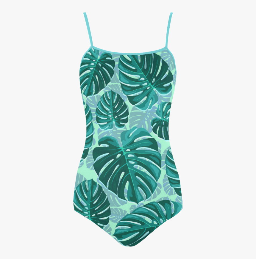 Tropical Leaf Monstera Plant Pattern Strap Swimsuit - Maillot, HD Png Download, Free Download
