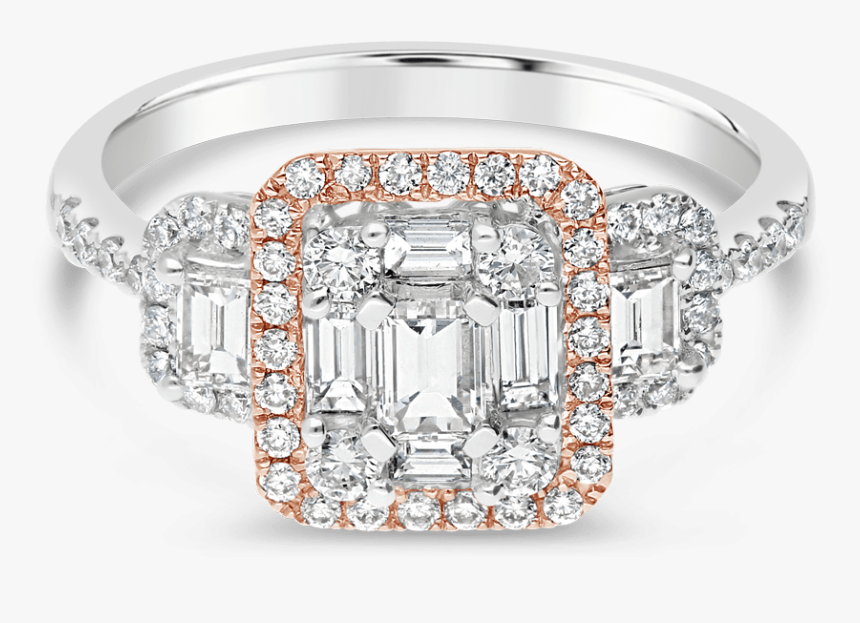 Propose Tonight 14k White And Rose Gold Emerald Diamond - Engagement Ring, HD Png Download, Free Download