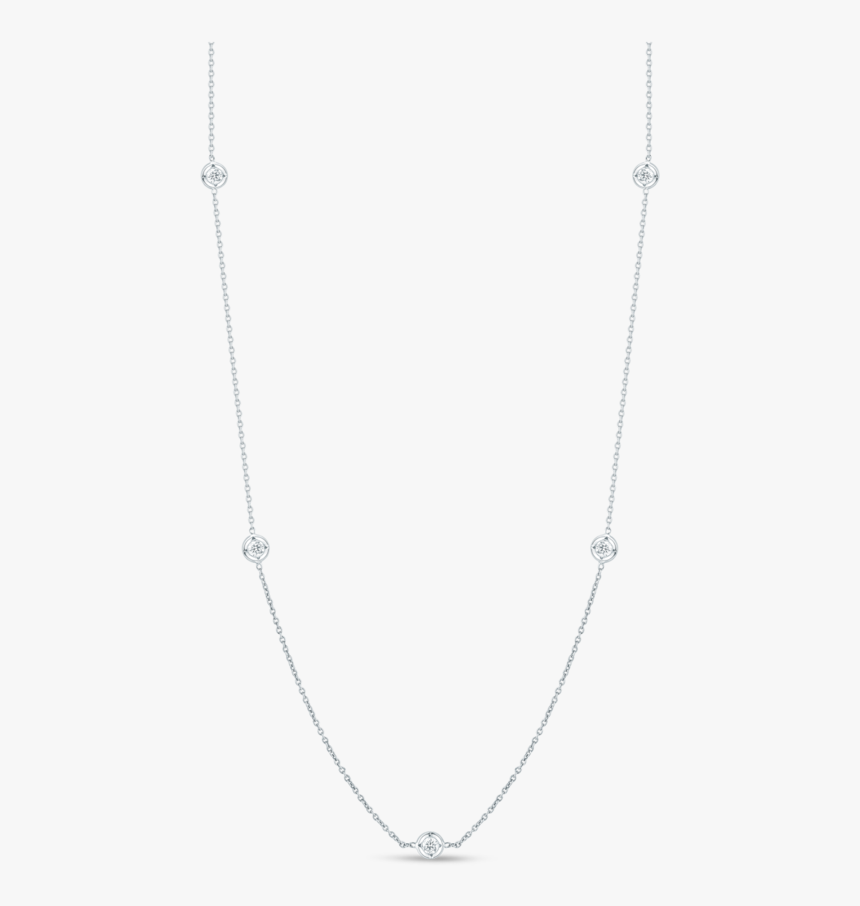 18k White Gold Seven Diamond Station Necklace - Necklace, HD Png ...