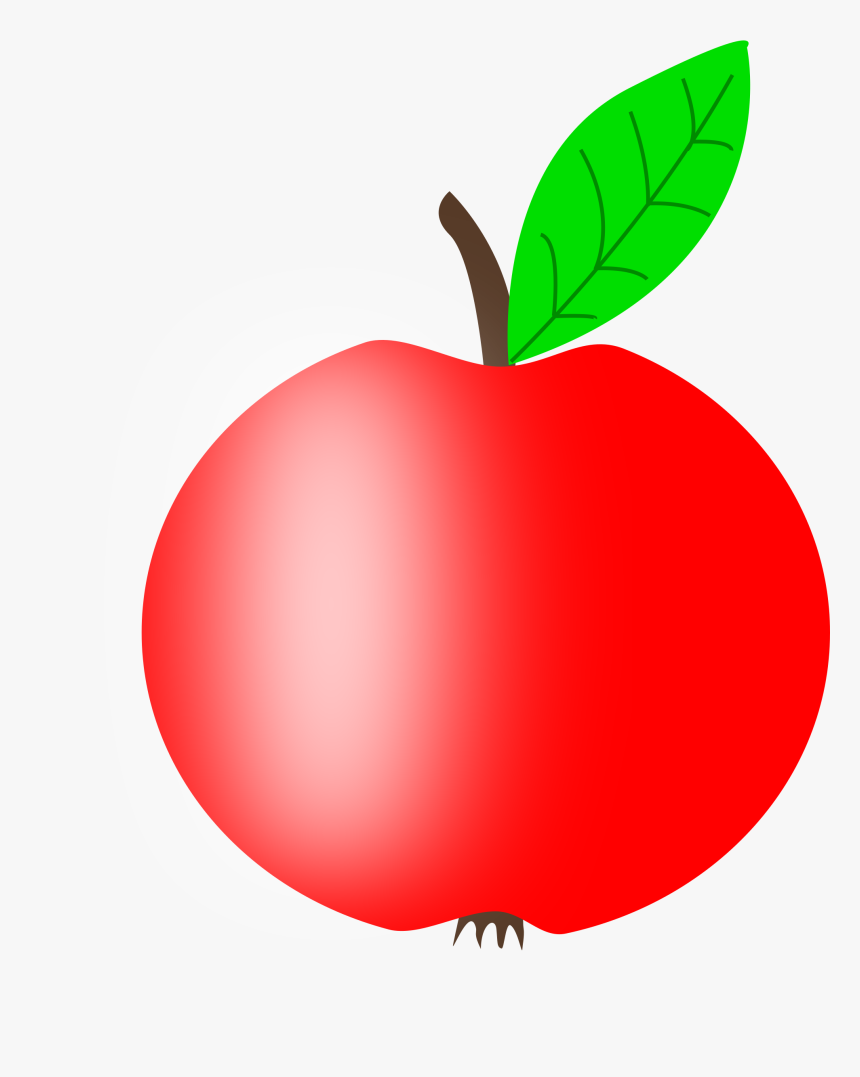 Apple Red With A Green Leaf Clip Arts - Apple 2 Leaf, HD Png Download, Free Download