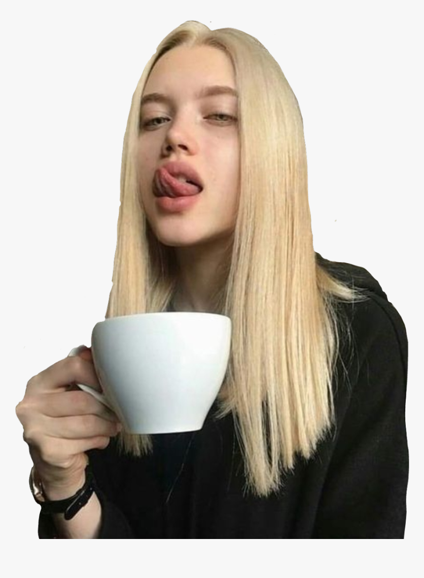#sticker #girl #blonde #aesthetic #coffee #drinking - Aesthetic Blond Hair Girls, HD Png Download, Free Download