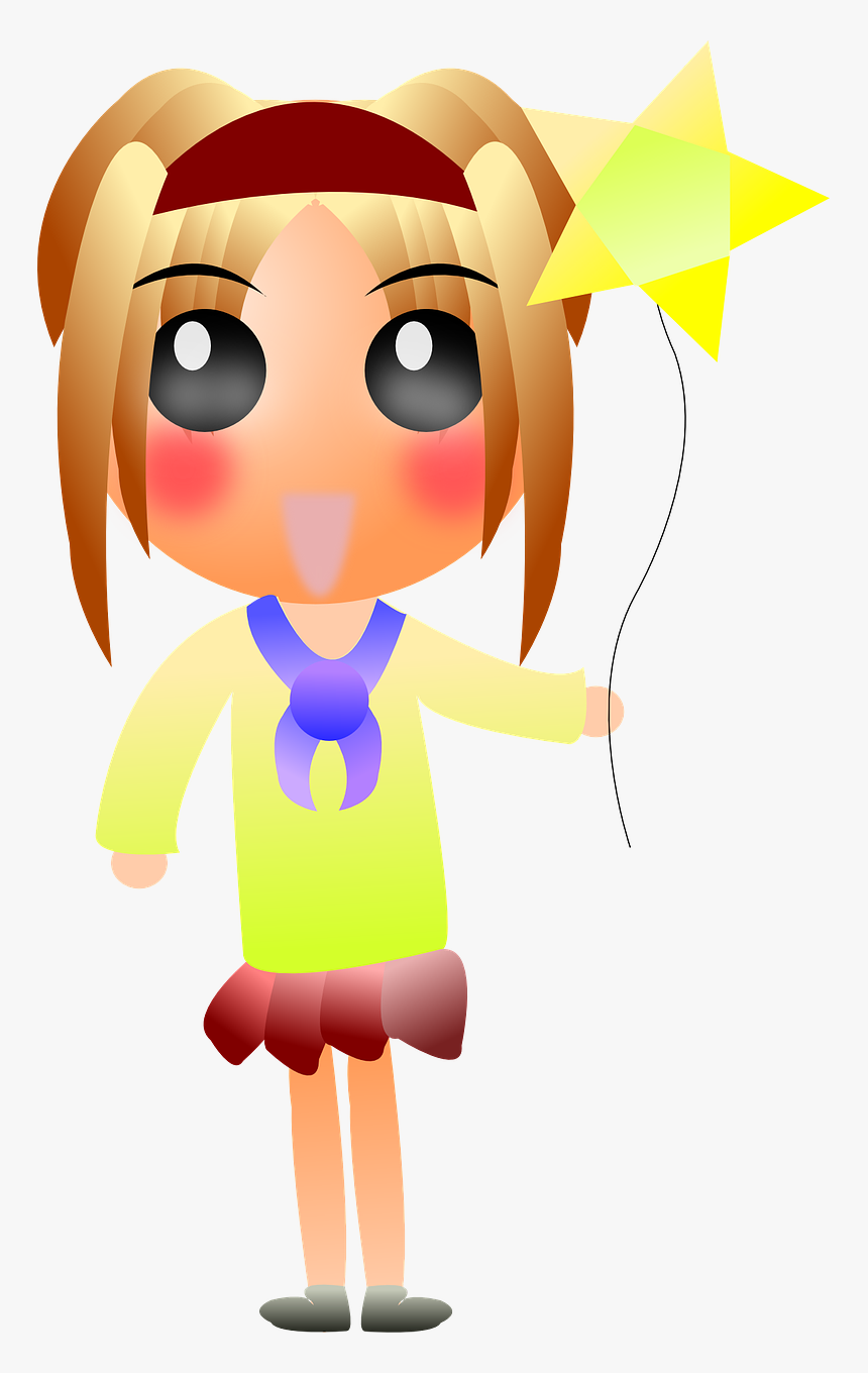 Transparent Happy Anime Girl Png - Anime Niña Con Globos, Png Download, Free Download