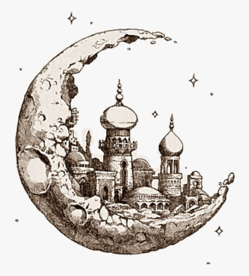 Transparent Ramadan Clipart - Moon And Stars Drawing, HD Png Download, Free Download