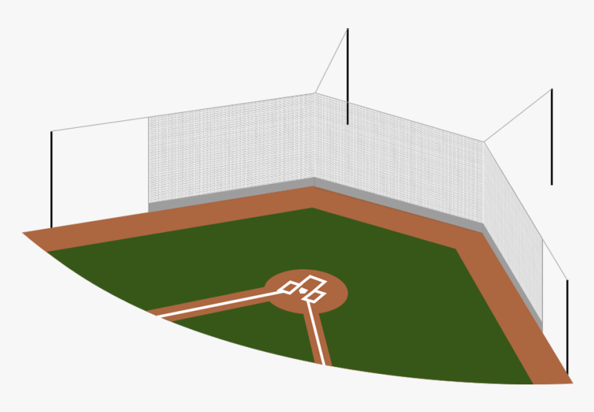 Rough Sketch Of A Tie-back Cable Backstop Netting System - Softball Field Backstop, HD Png Download, Free Download