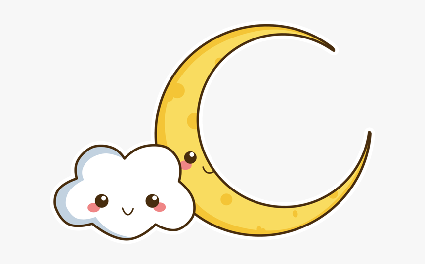 Cloud Png Kawaii - Cute Kawaii Moon, Transparent Png, Free Download