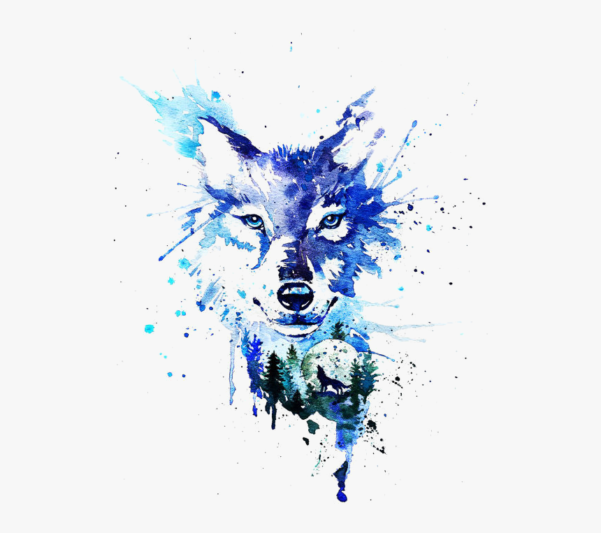 Transparent Wolf Howl Png - Watercolor Howling Wolf Tattoo, Png Download, Free Download