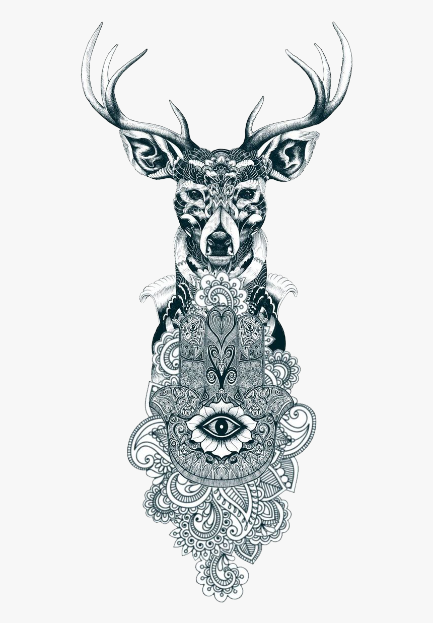 Reindeer Tattoo Drawing Gray Wolf - Animal Tattoo Mandalas, HD Png Download, Free Download