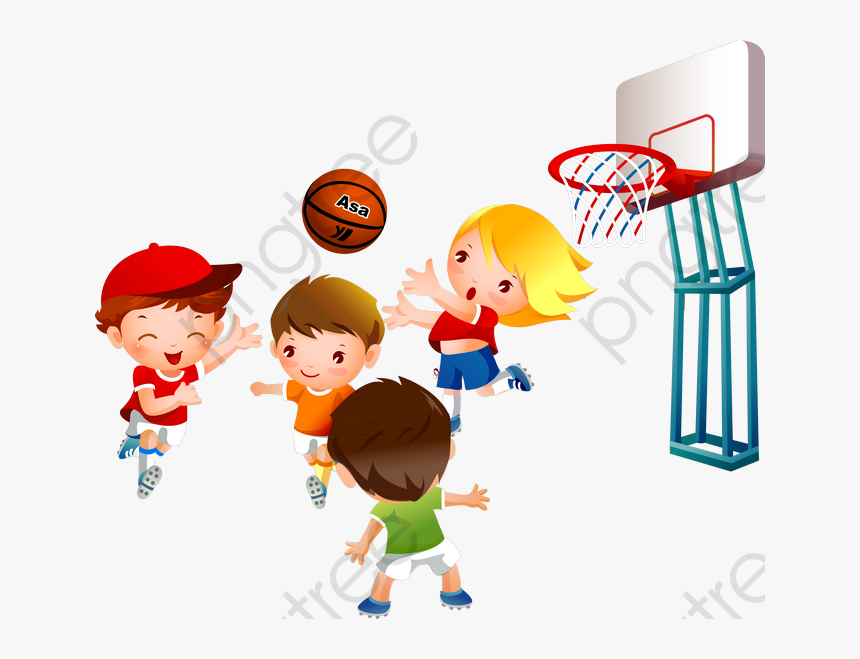 Kids Playing Cartoon Commercial - Playing Basketball Clipart, HD Png Download, Free Download