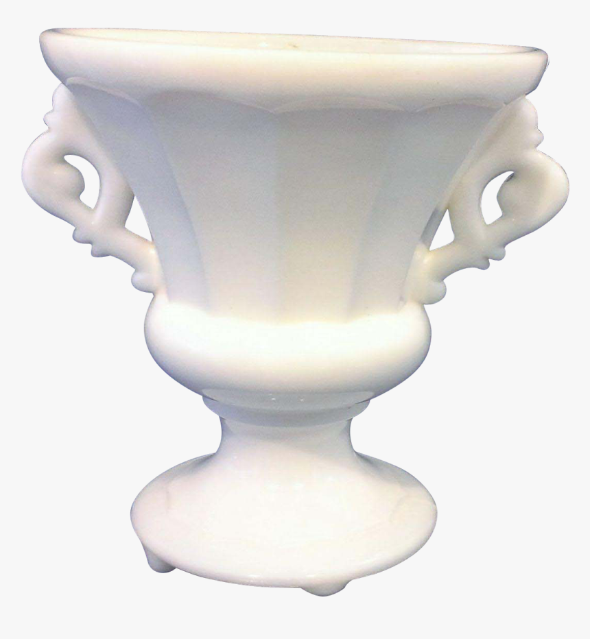 White Milk Glass Urn Vase Paneled Elaborate Handles - Baluster, HD Png Download, Free Download