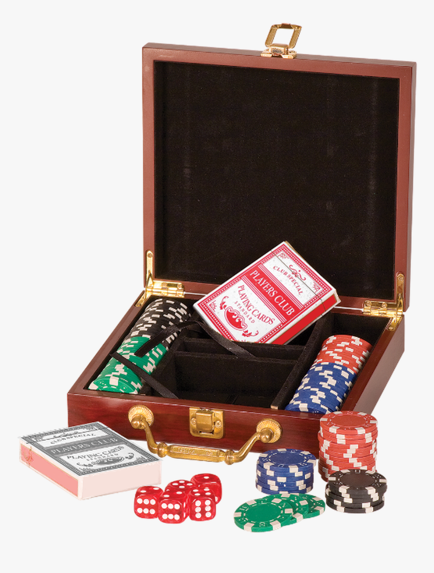 Rosewood Finish Poker Gift Set With 100 Chips 2 Decks, HD Png Download, Free Download