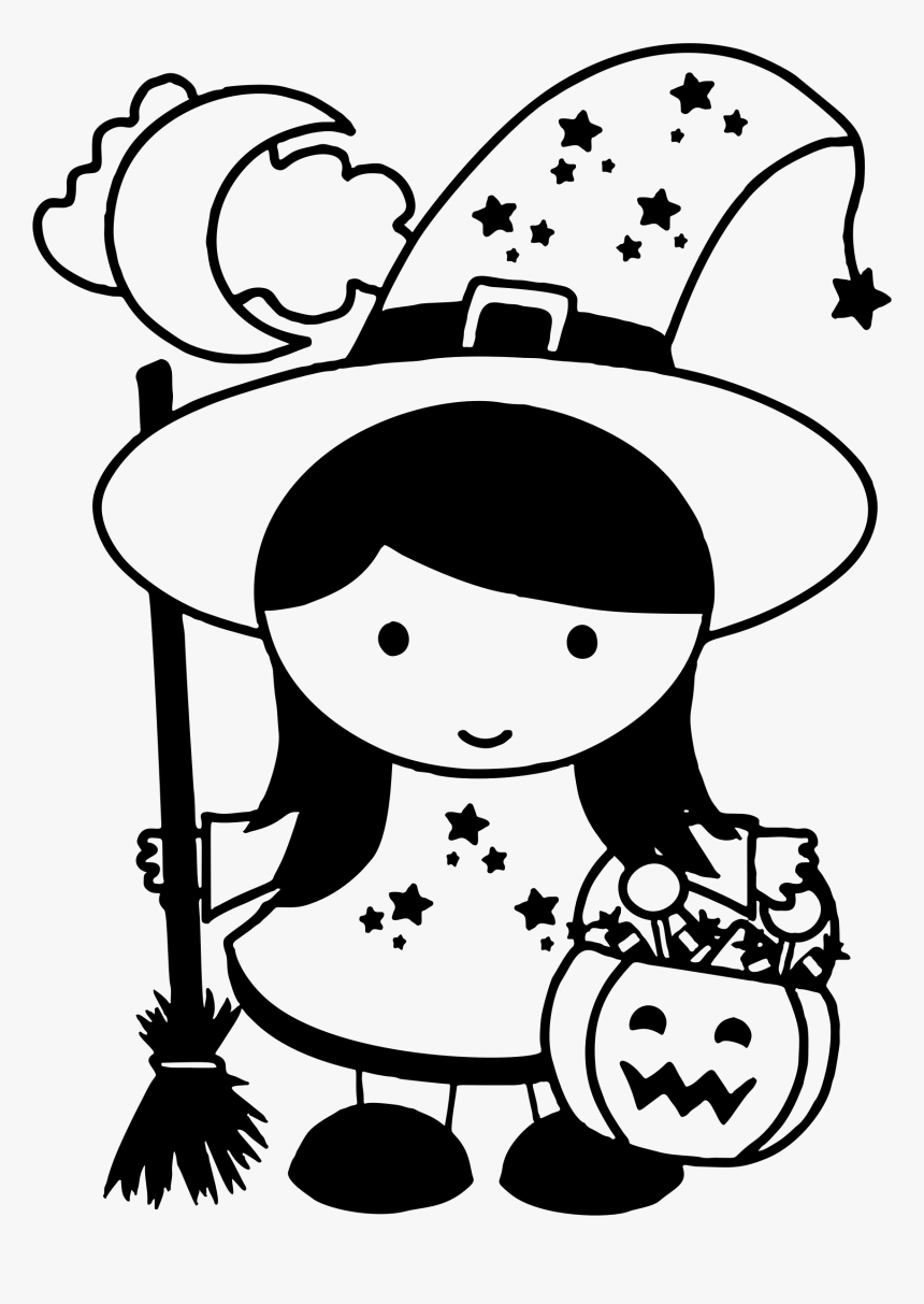 Halloween Black And White - Halloween Witch Clipart Black And White, HD Png Download, Free Download