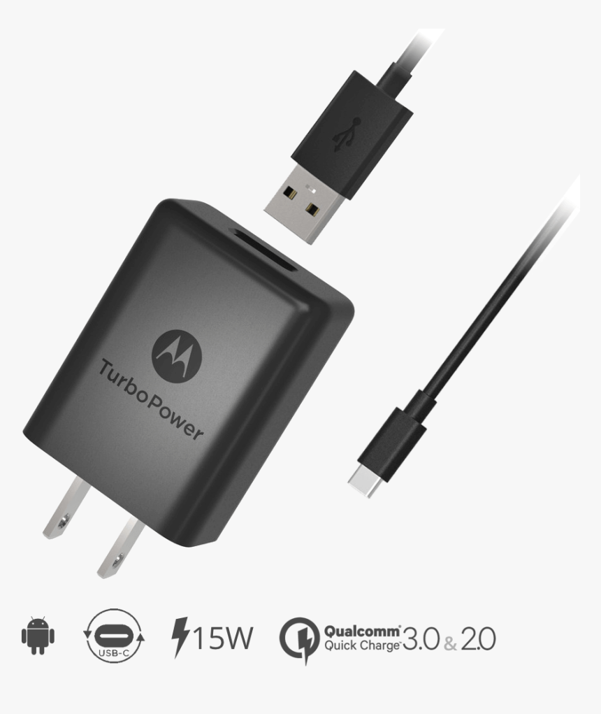 Motorola Turbopower 15 Wall Charger Usb-c Data Cable - Moto G5s Plus Charger, HD Png Download, Free Download