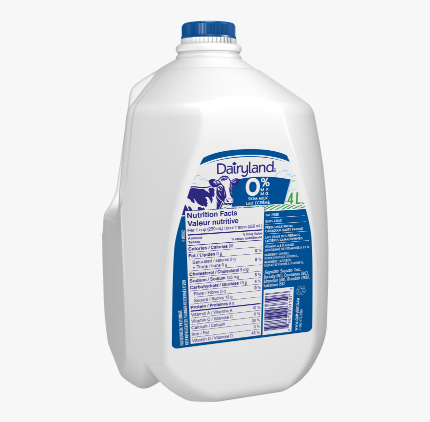 Dairyland Fat Free Skim Milk 4 Litre Jug - Dairyland Milk 4l, HD Png Download, Free Download