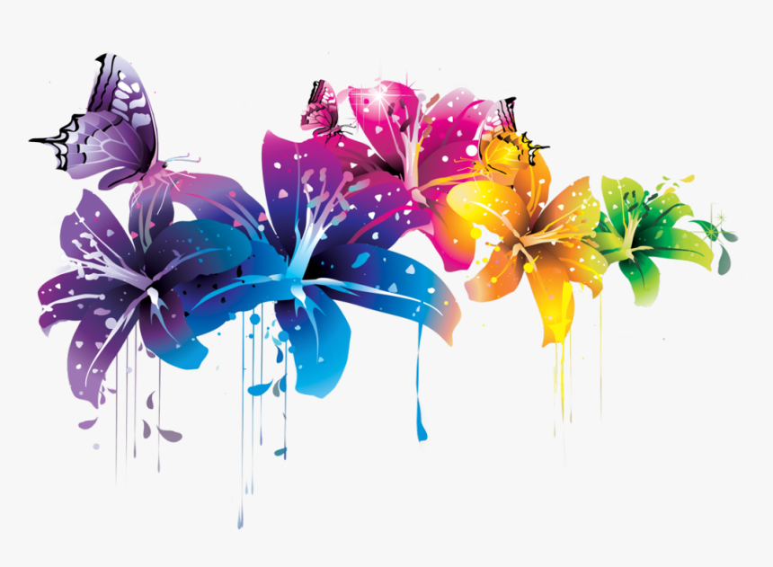 Colorful Rainbow Flower Flowers - Free Abstract Flowers Png, Transparent Png, Free Download