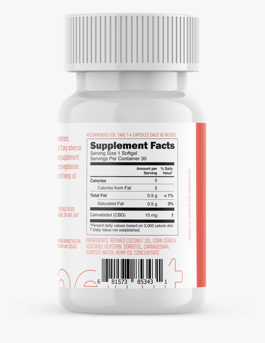 Mellowment Low Impact Bottle Info - Prescription Drug, HD Png Download, Free Download