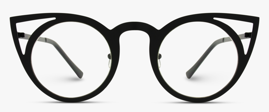 Black Metal Frame Cat Eye Glasses, Pointy Frame Designer - Round Cat Eye Glasses, HD Png Download, Free Download