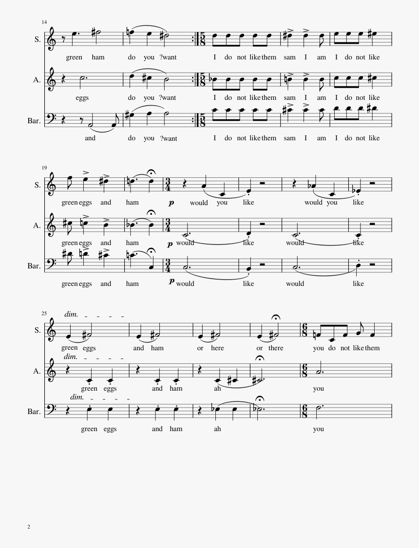 Transparent Green Eggs And Ham Png - Sheet Music, Png Download, Free Download