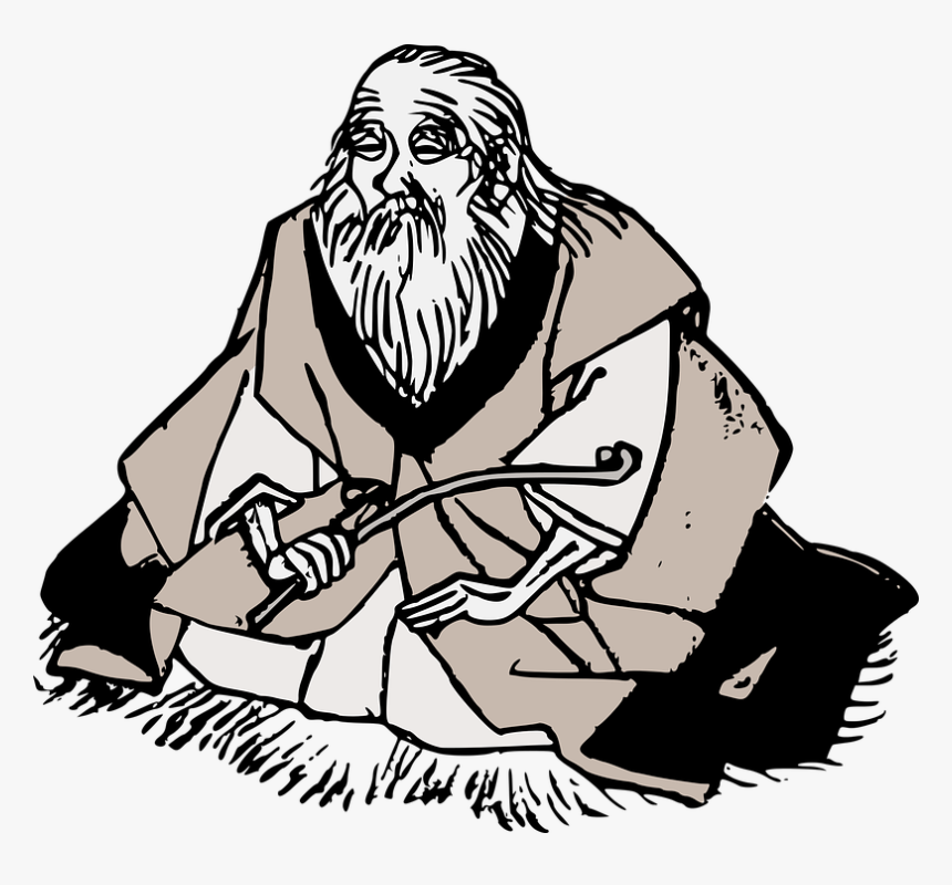Arts, Asian, Beard, Japanese, Man, Martial, Meditation - Wise Old Man Clipart, HD Png Download, Free Download