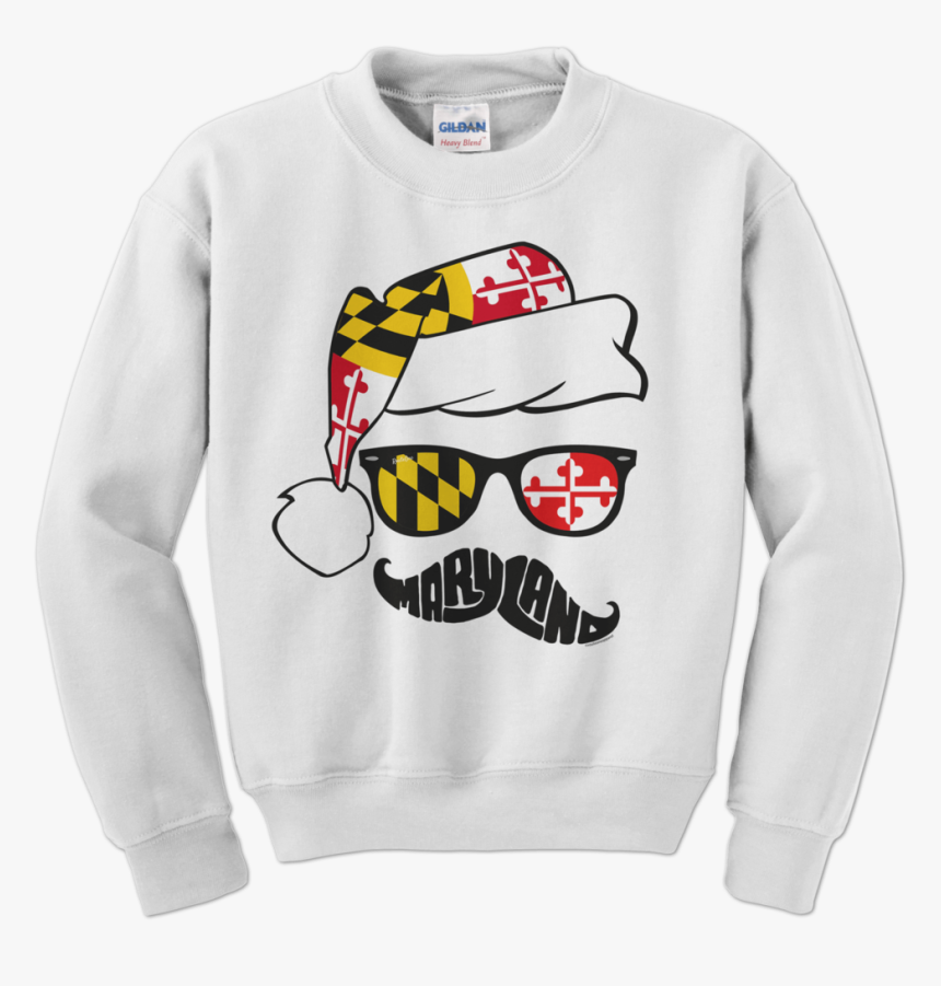 Holiday Maryland Mustache / Crew Sweatshirt - Blank Crew Neck Sweater, HD Png Download, Free Download