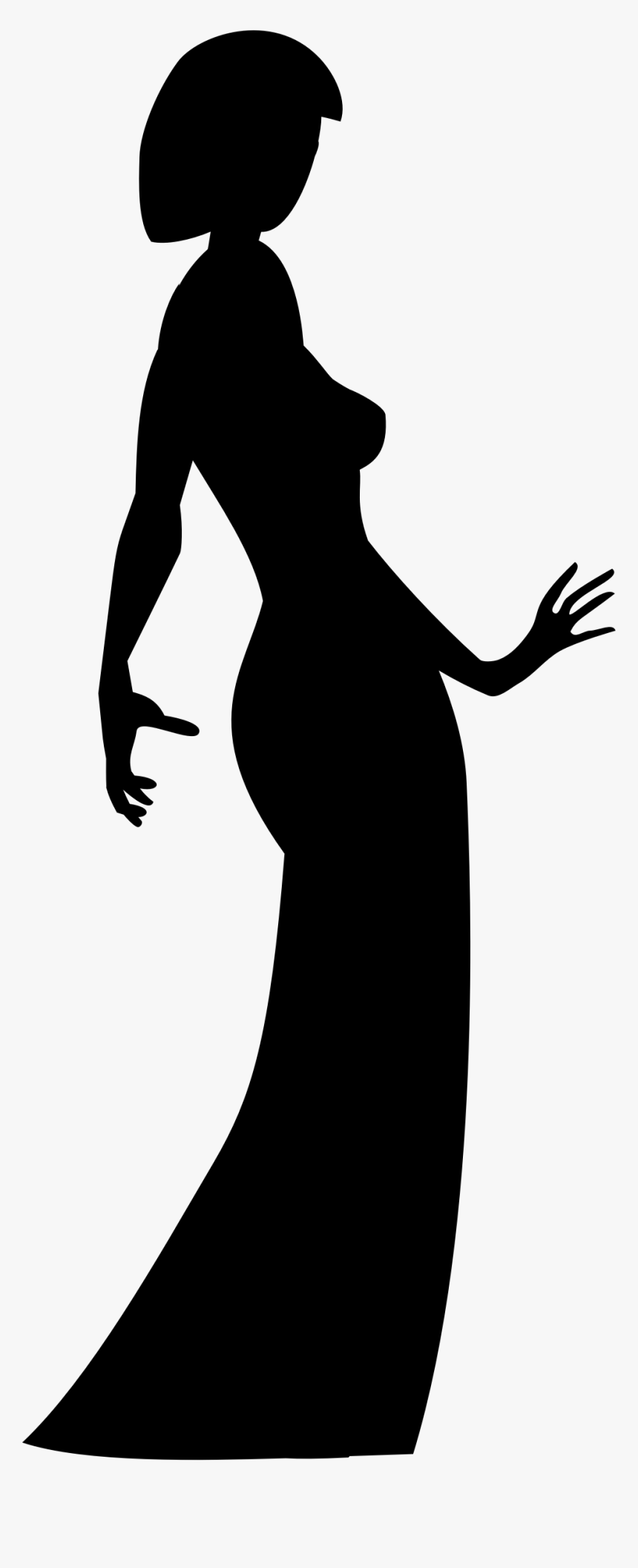 Woman Silhouette Dress Gown Clip Art - Siluet Women In Dress, HD Png Download, Free Download