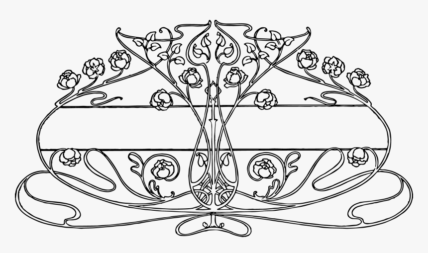 Clip Art Art Nouveau Flower - Art Nouveau Line Drawing, HD Png Download, Free Download