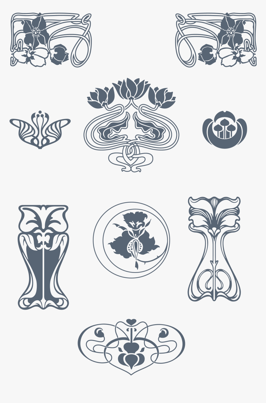 Preview All The Organically-inspired "art Nouveau - Art Nouveau Ornaments Vector, HD Png Download, Free Download