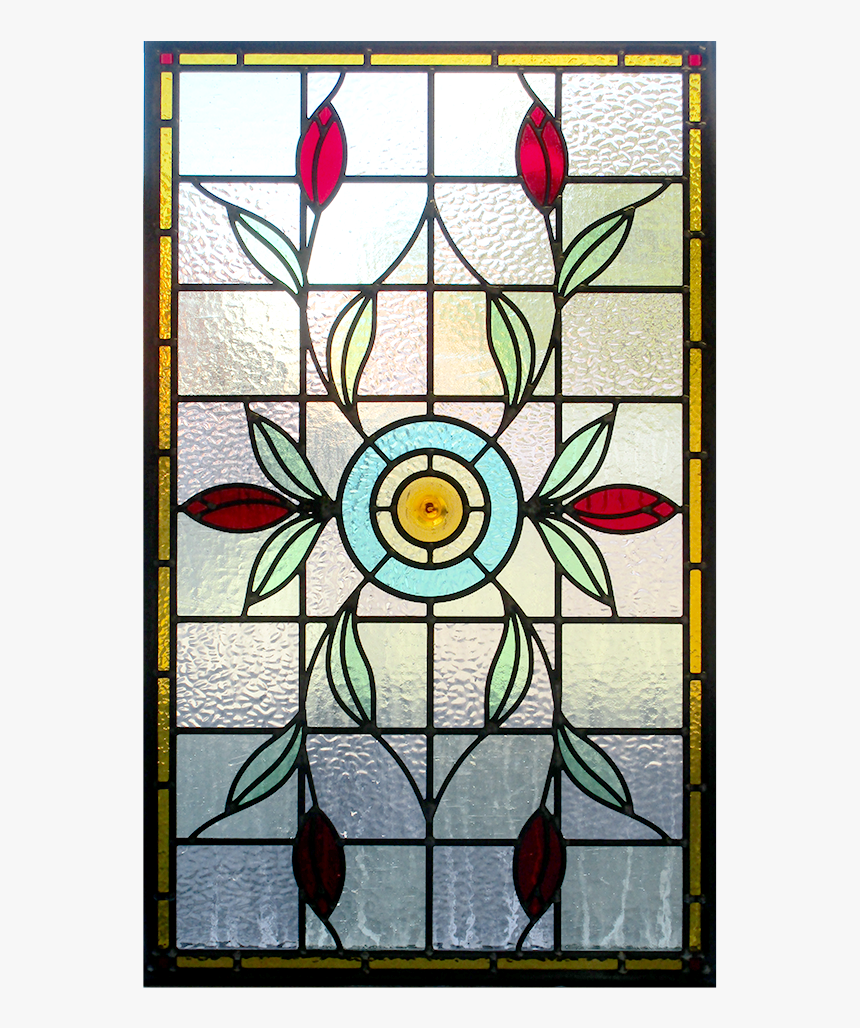 Intricate Floral Art Nouveau Stained Glass Panel - Stained Glass Floral Png, Transparent Png, Free Download