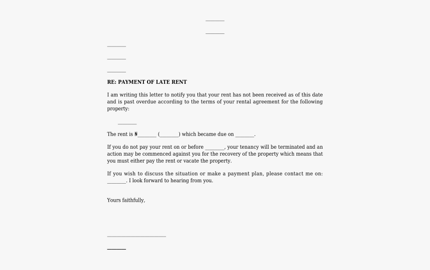 Letter For Late Rent from www.kindpng.com