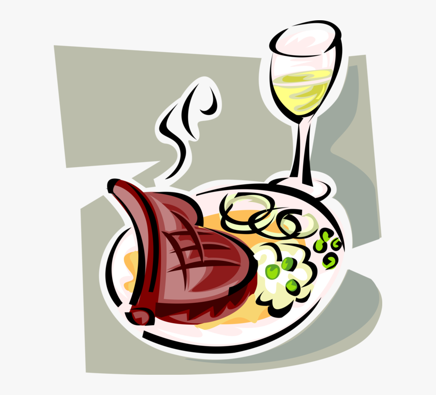 Vector Illustration Of Prime Rib Roast Beef Meal With - Cliparts Essen Und Trinken, HD Png Download, Free Download