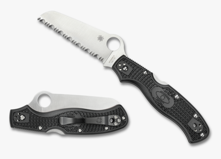 Spyderco Rescue 3 Folder Knife Vg10 Serrated Edge Black - Spyderco, HD Png Download, Free Download