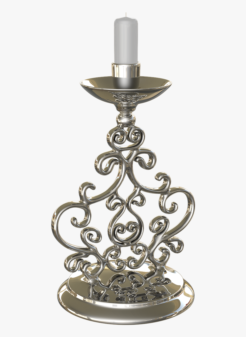 Candlestick, Candle, Chrome - Brass, HD Png Download, Free Download