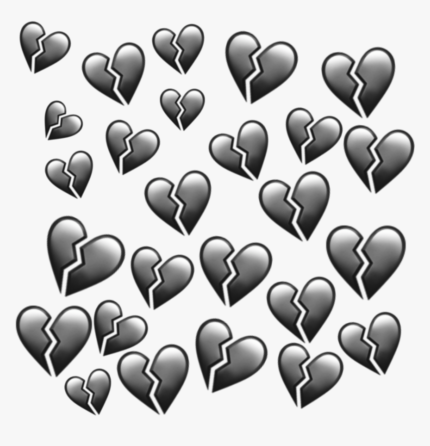 #black #heart #hearts #heartbroken #emoji #emojis #aesthetic - Black Heart Broken Emoji, HD Png Download, Free Download