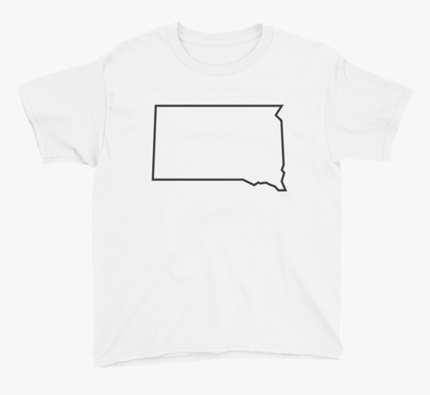 Dakota Outline Youth T Shirt White - T Shirt Text Embroidery, HD Png Download, Free Download