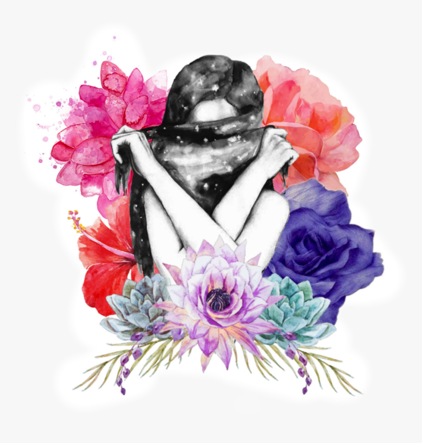 #watercolor #acuarela #sticker #flowers #flores #woman - Watercolor Flower Band Png, Transparent Png, Free Download