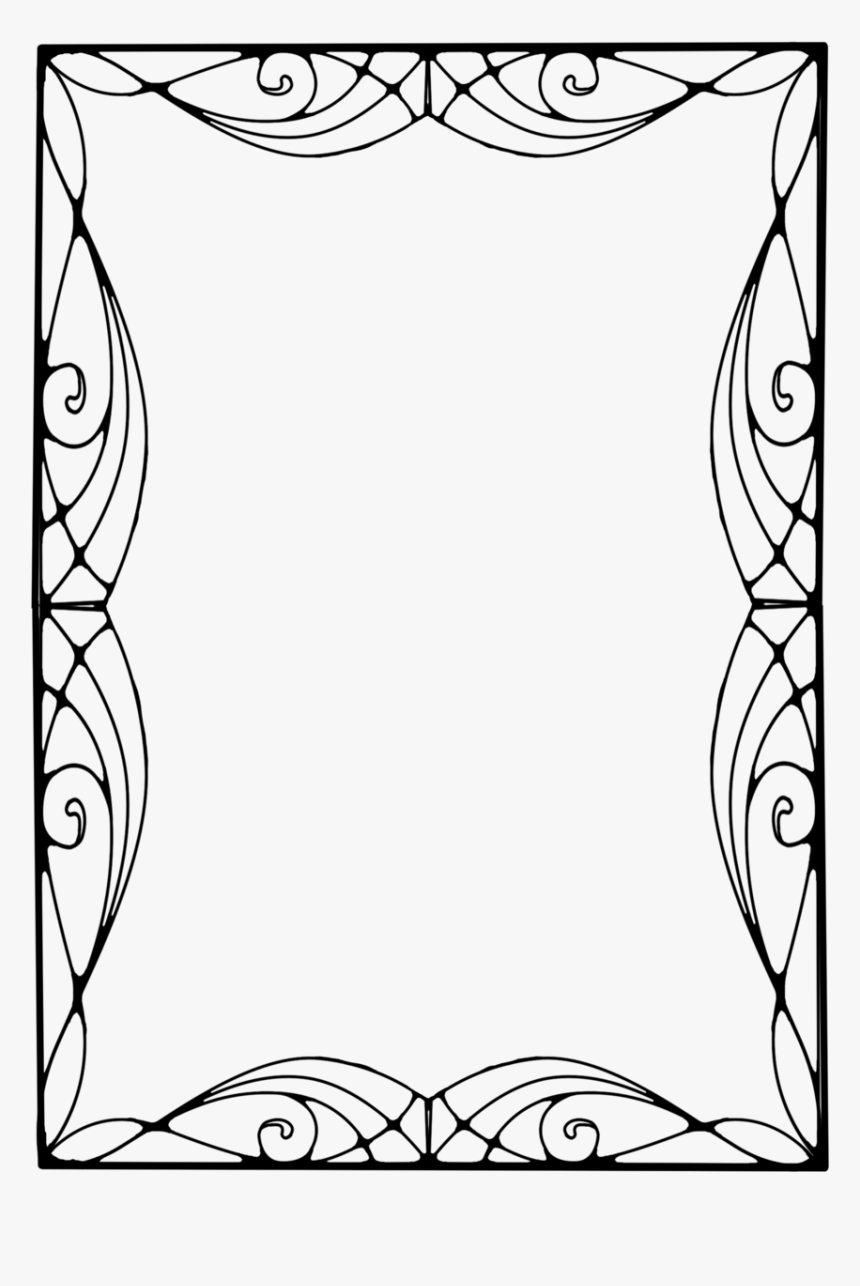 Line Arts,coloring Frame,black And White,floral Design,art - Pattern Border Art Nouveau, HD Png Download, Free Download