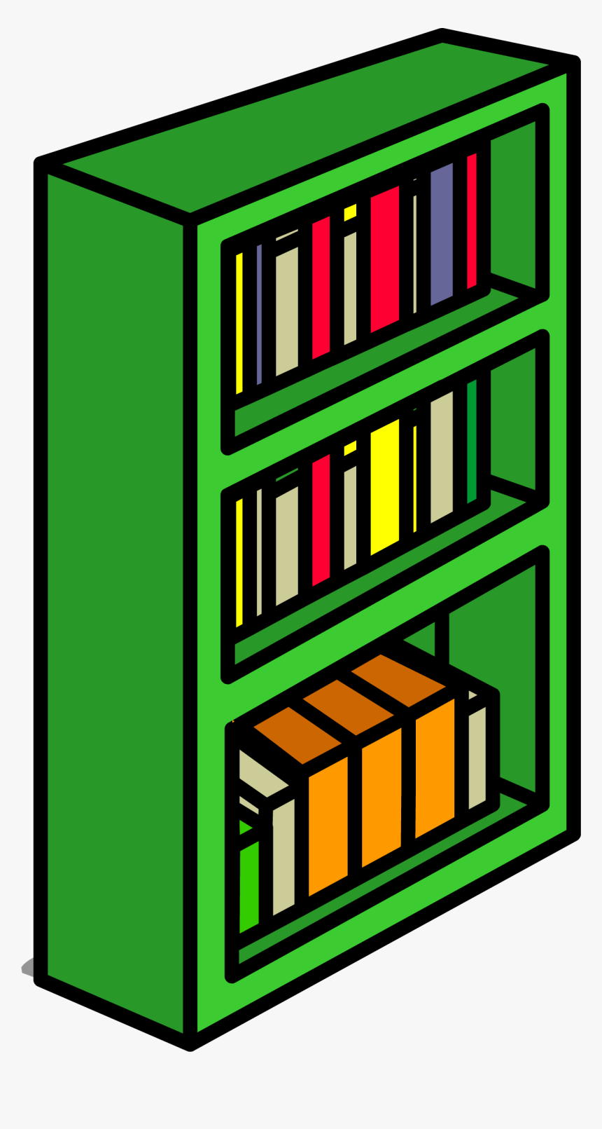 Green Bookcase Sprite - Clipart Image Of Bookshelf, HD Png Download, Free Download