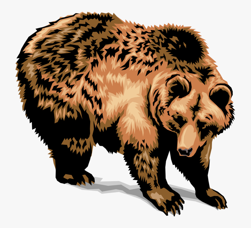 Vector Illustration Of Large Brown Grizzly Bear - Transparent Grizzly Bear Clipart, HD Png Download, Free Download