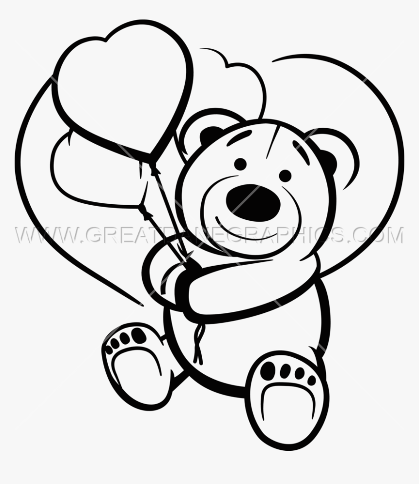 Ballon Drawing Teddy Bear Transparent Png Clipart Free - Teddy Bear Vector Black And White, Png Download, Free Download