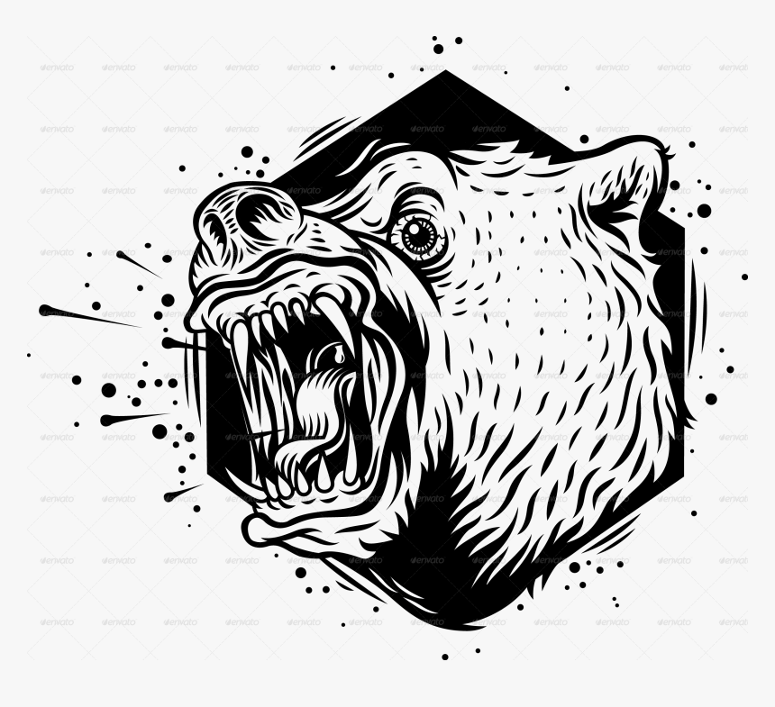 Black And White,head,line - Royalty Free Bear Png Transparent, Png Download, Free Download
