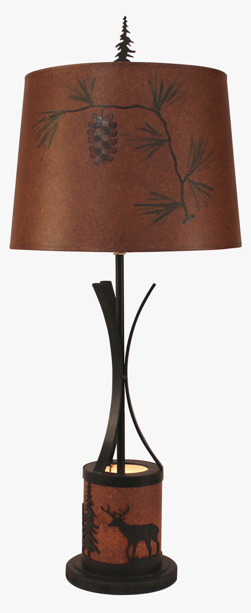 Kodiak Flat Bar Table Lamp With Deer Scene Night Light - Lampshade, HD Png Download, Free Download