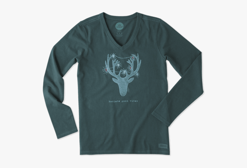 Women"s Reindeer Vibes Long Sleeve Crusher Vee - Long-sleeved T-shirt, HD Png Download, Free Download