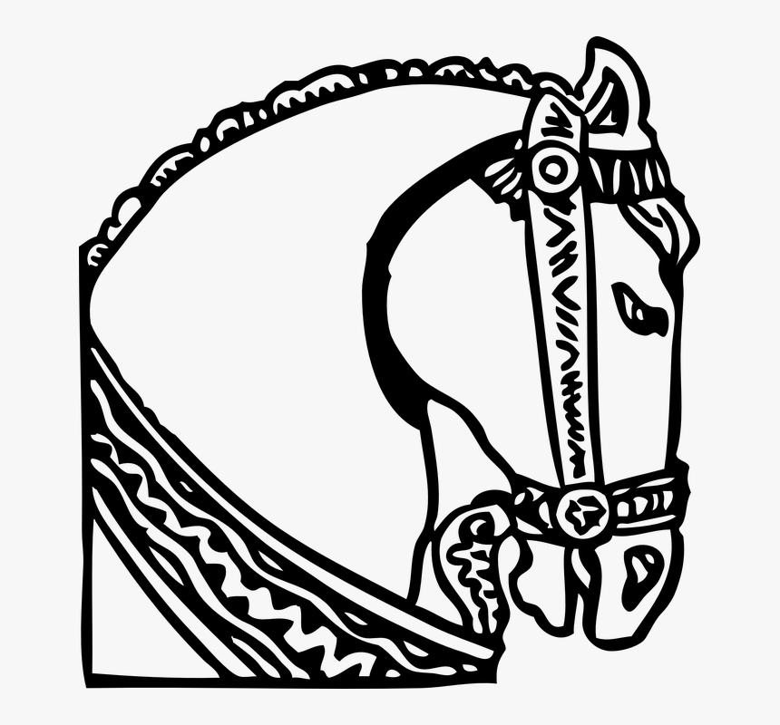 Horse, Head, Face, Animal, Mammal, Decorated - Black And White Cute Horse Pony Png Horse Head Clip, Transparent Png, Free Download