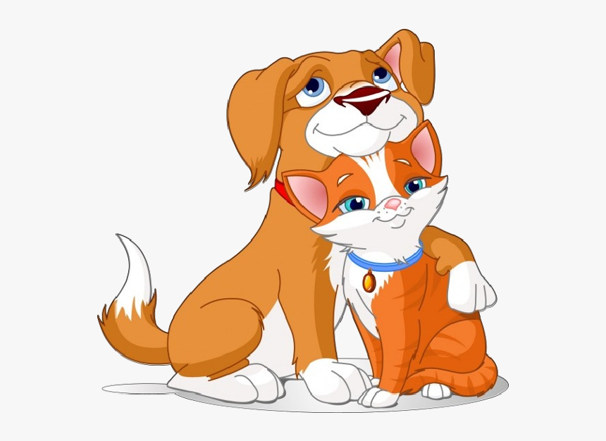 Dog Clipart Cat - Cartoon Cat And Dog, HD Png Download, Free Download