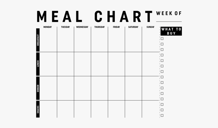 Clip Art Free Printable Meal Planner Template - Meal Plan Chart For The Week, HD Png Download, Free Download